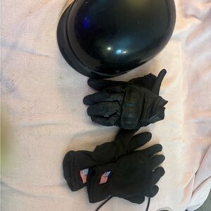 Black Helmet and Gloves Set
